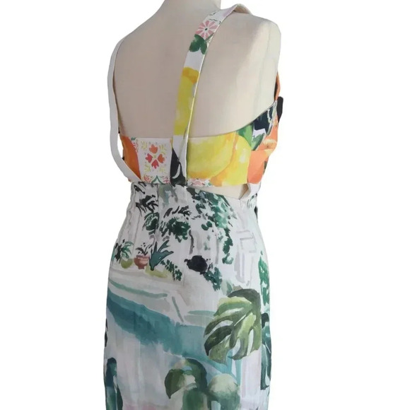 Finders Keepers |Citrus Watercoloor Linen Viscose Blend Dress Amalfi XS US 0-2 - Picture 7 of 13